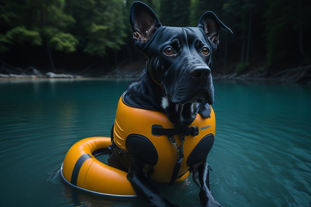 Dog Floatation Device: A flotation device designed to keep your dog safe while swimming in deeper waters.
